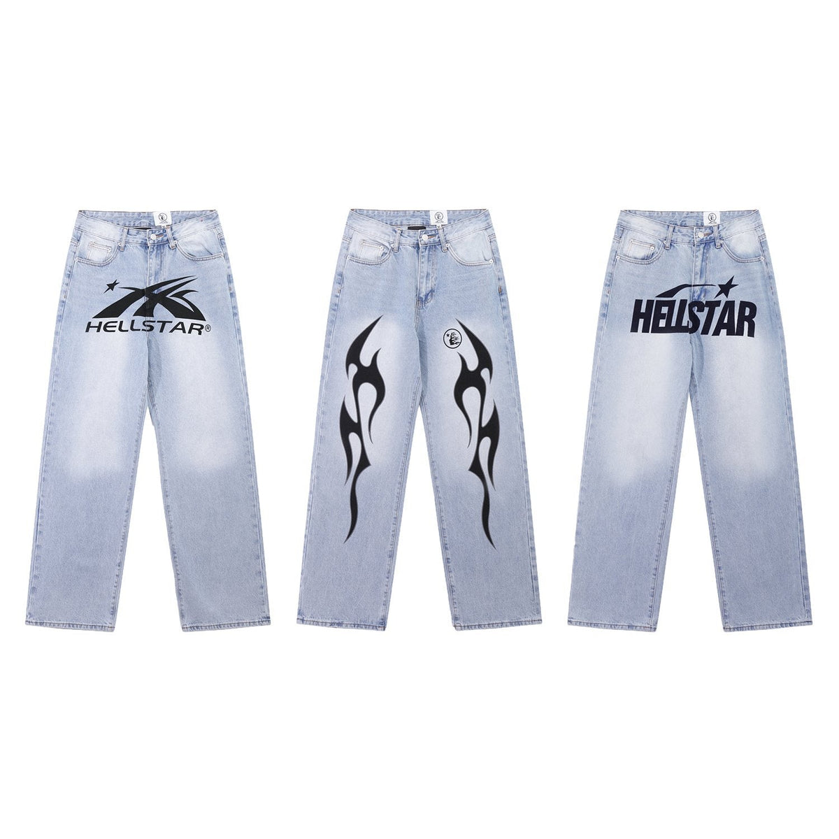 Hellstar Light Blue Graphic Jeans — hero