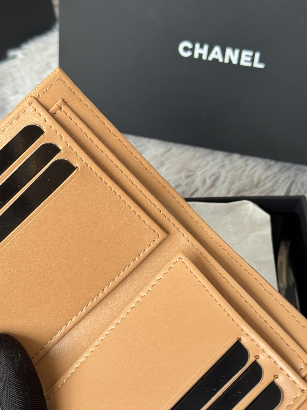 Chanel 25S Cf Small Tri Fold Wallet 11 in Golden Caramel Caviar Gold Hardware