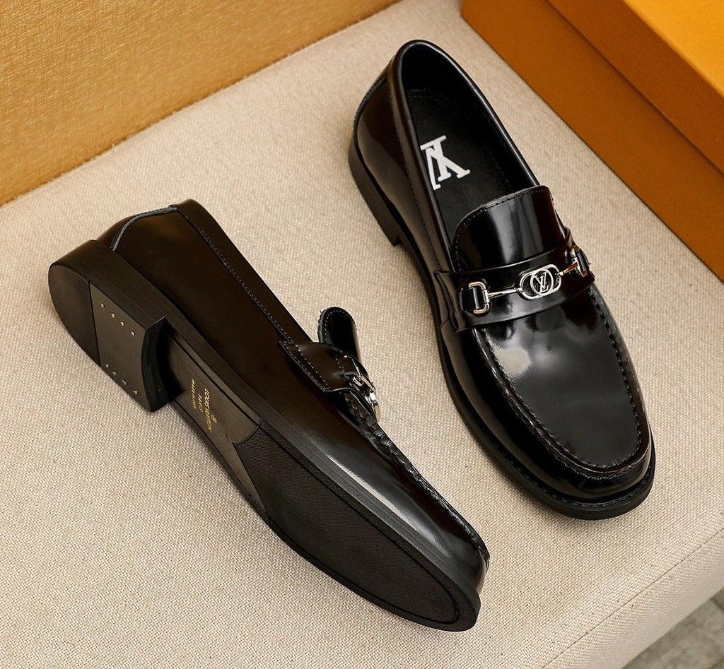 Louis Vuitton Black Metal-Hardware Loafers — front
