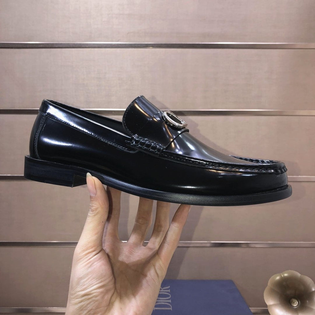 Dior Black Buckle Loafers — side