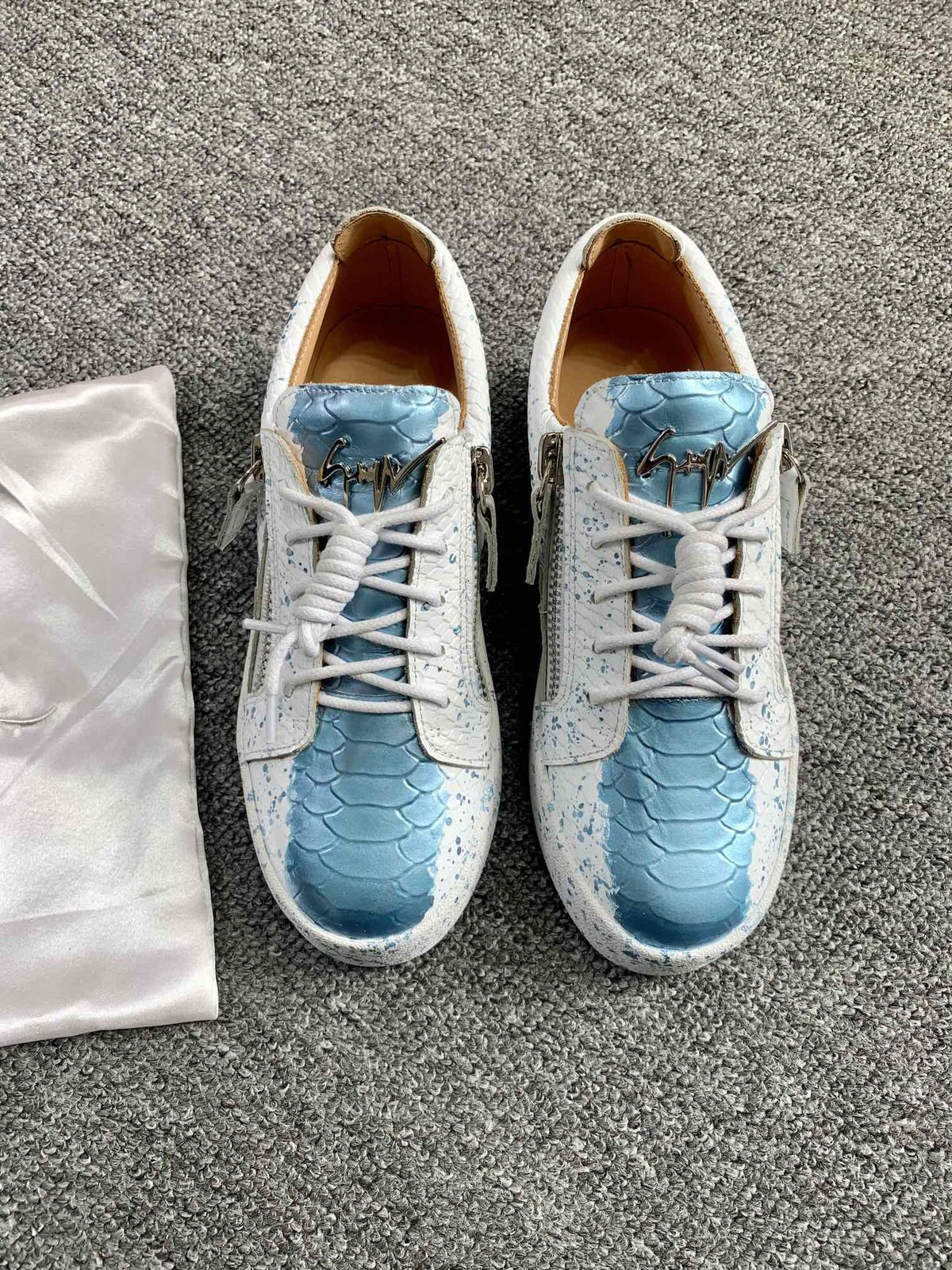 Giuseppe Zanotti Blue Speckle Low-Top Sneakers — hero