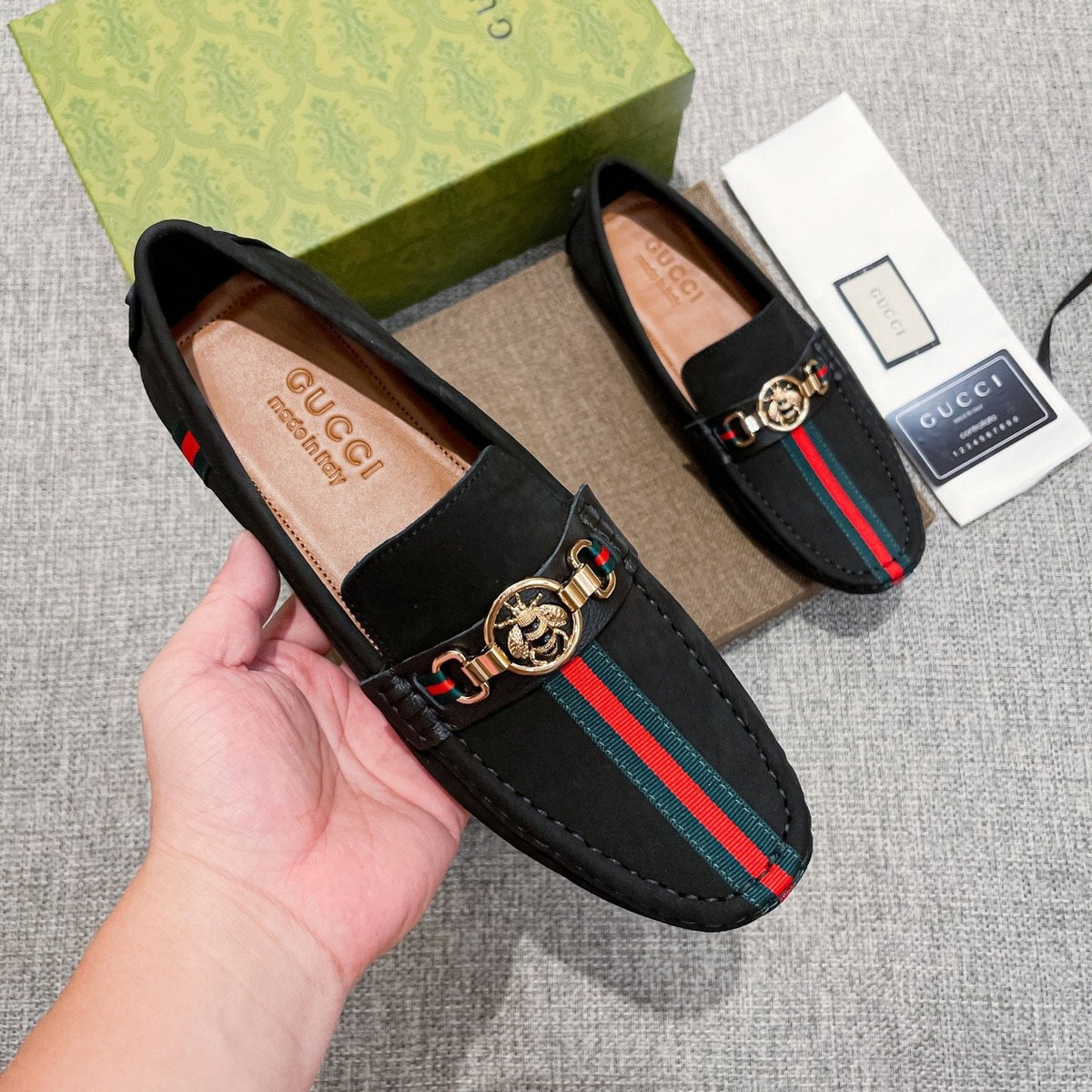 Gucci Black Stripe Driving Shoes — model