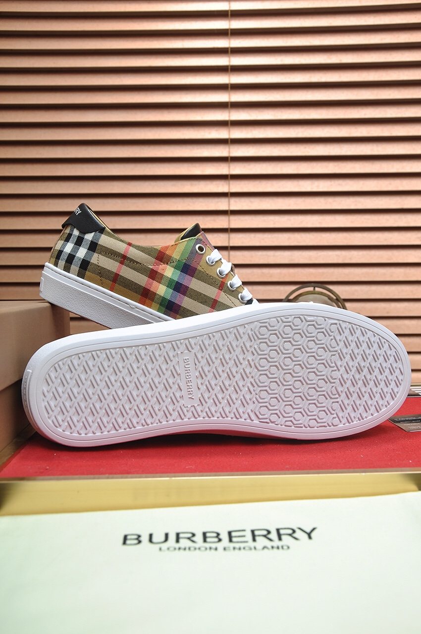 Burberry Beige Check Low-Top Sneakers — back