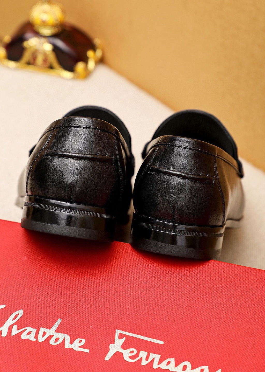Ferragamo Black Buckle Loafers — back