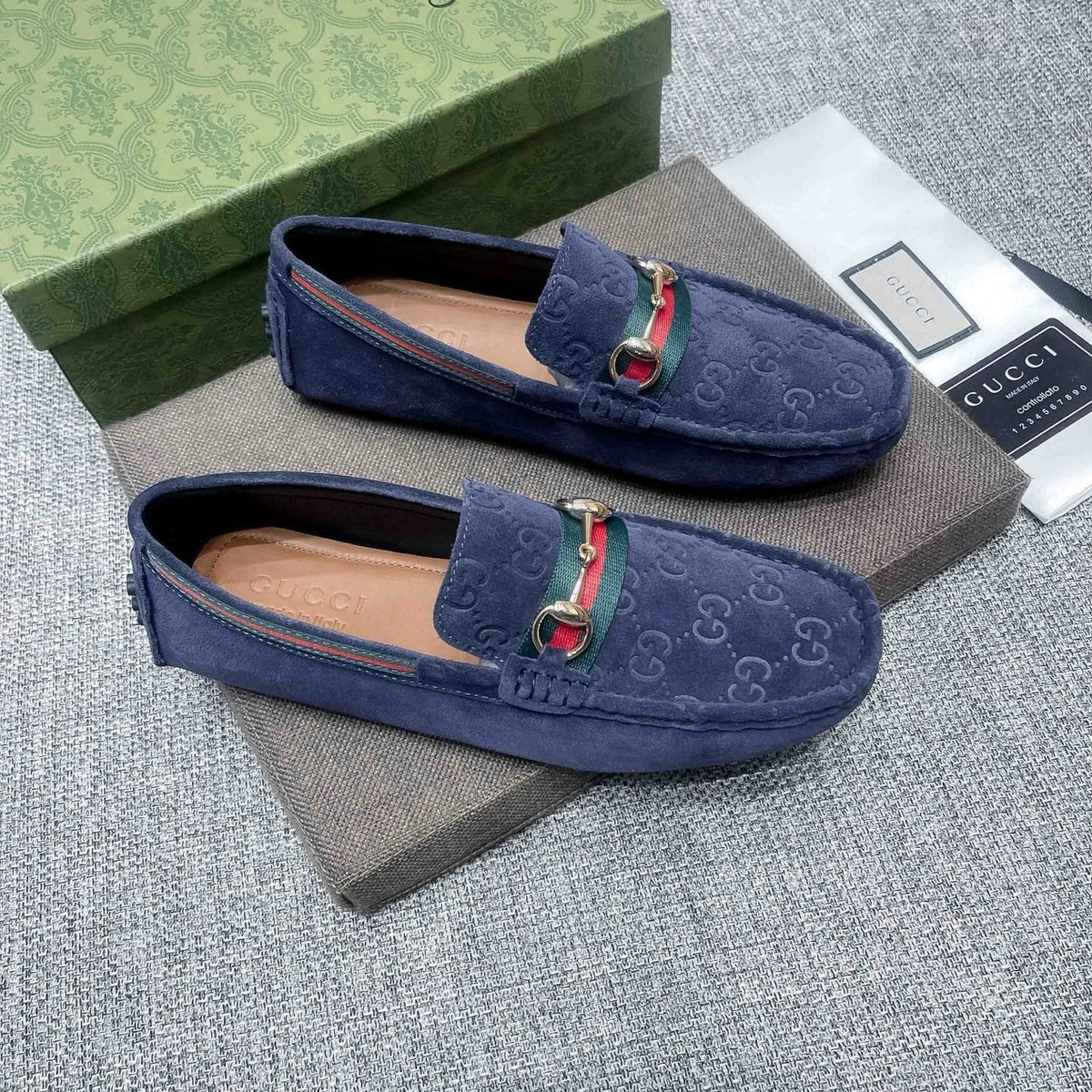 Gucci GG-Pattern Horsebit-Style Loafers — front