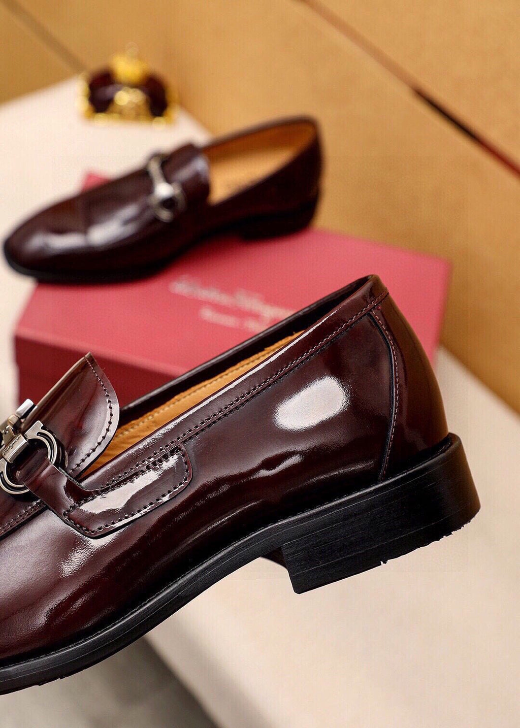 Ferragamo Buckle Leather Loafers — detail