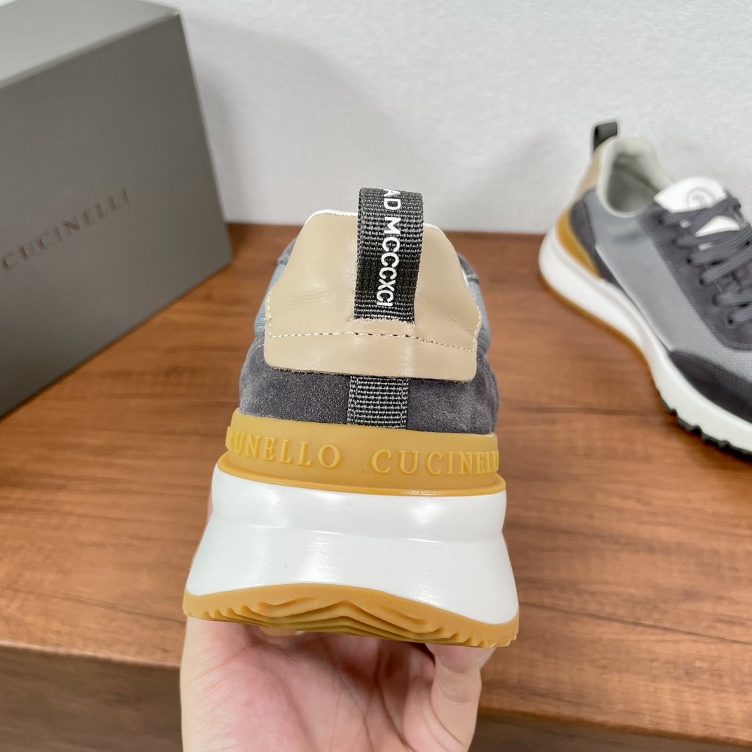 Brunello Cucinelli Knit Panel Low-Top Sneakers — back