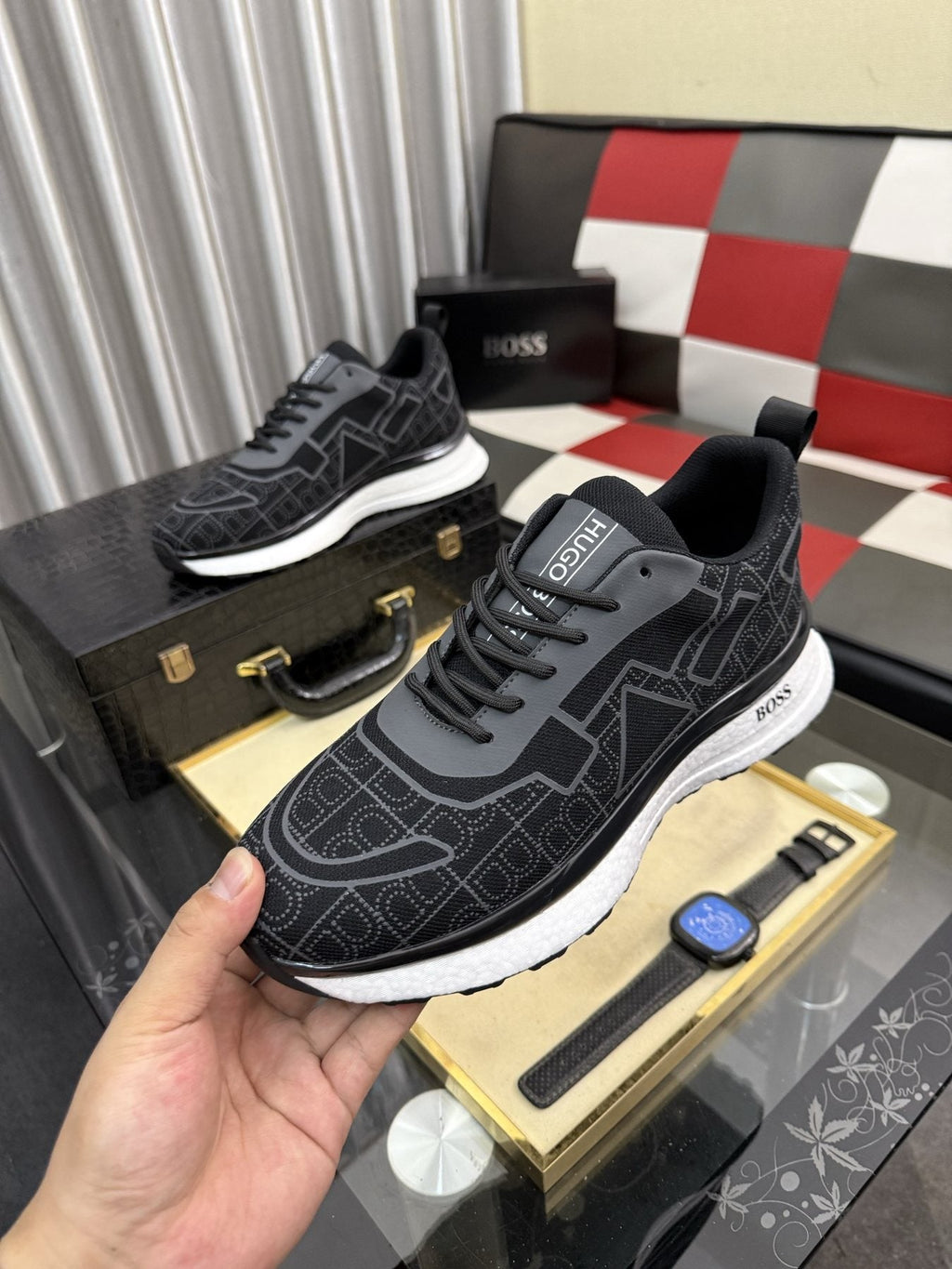 Hugo Boss Geometric Panel Sneakers — model