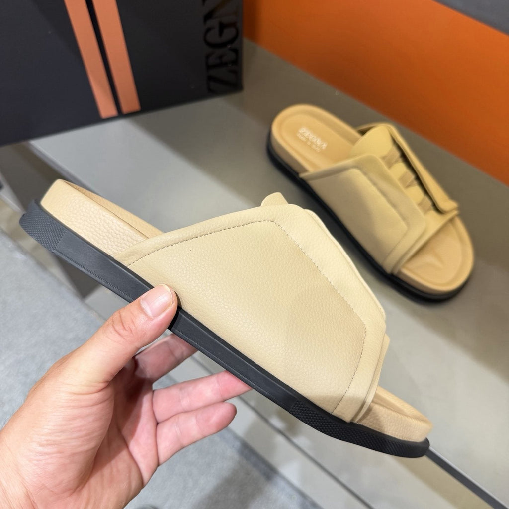 ZEGNA Textured Strap Slide Sandals — model
