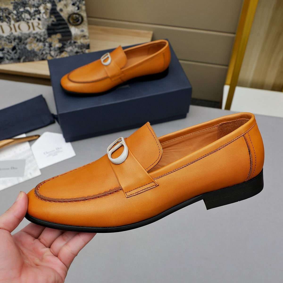 Dior Double-Ring Buckle Loafers — side
