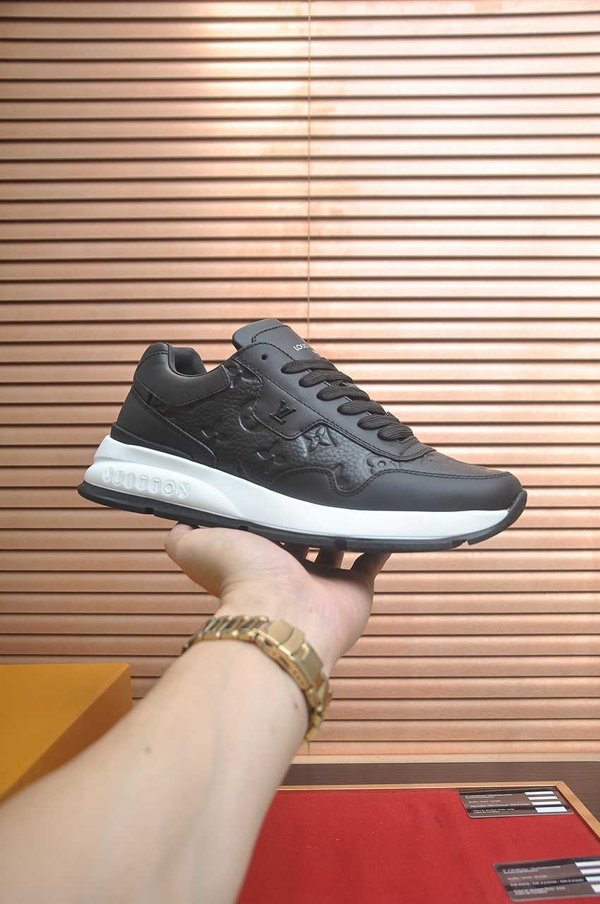 Louis Vuitton Black and White Low-Top Sneakers — side
